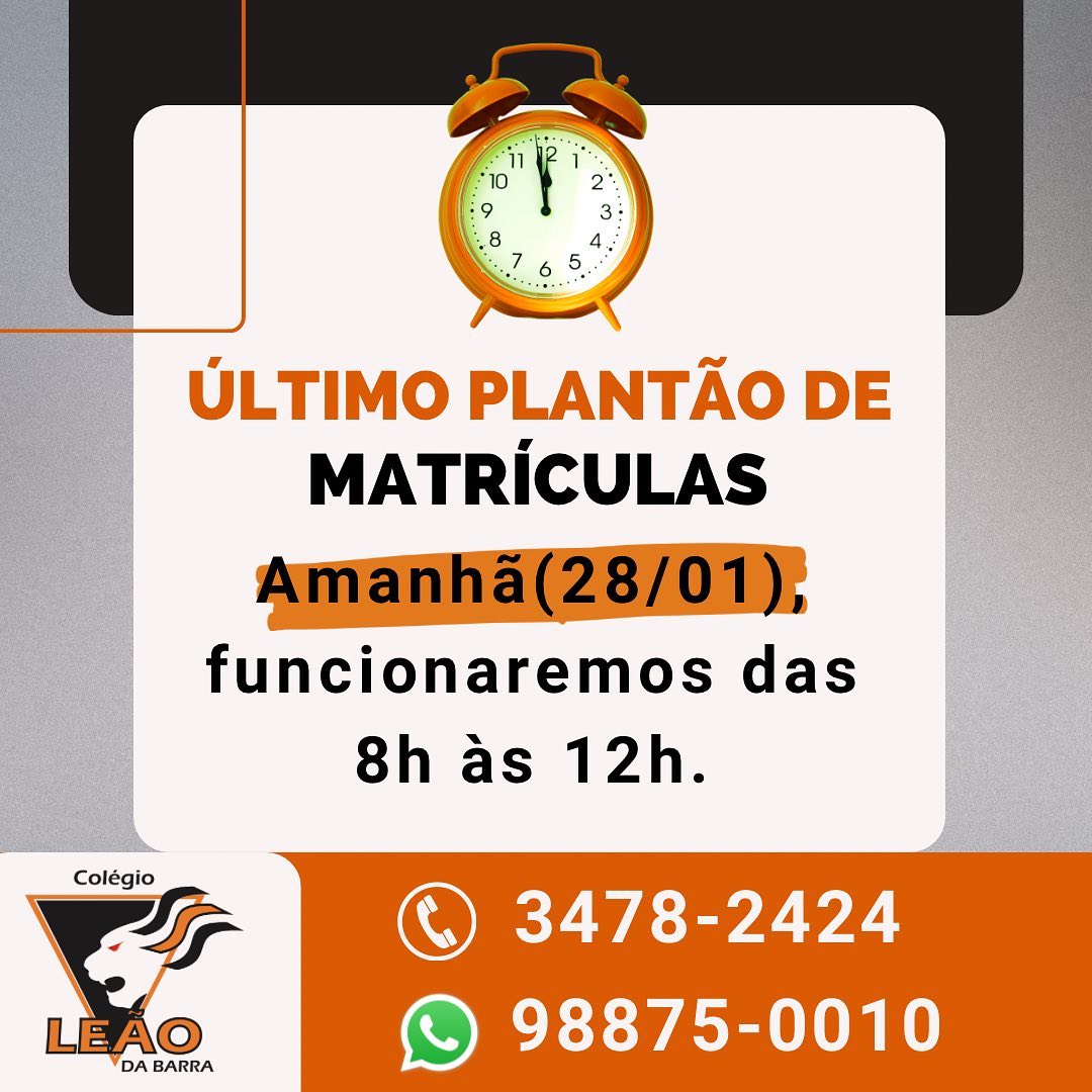 Último Plantão de Matrículas