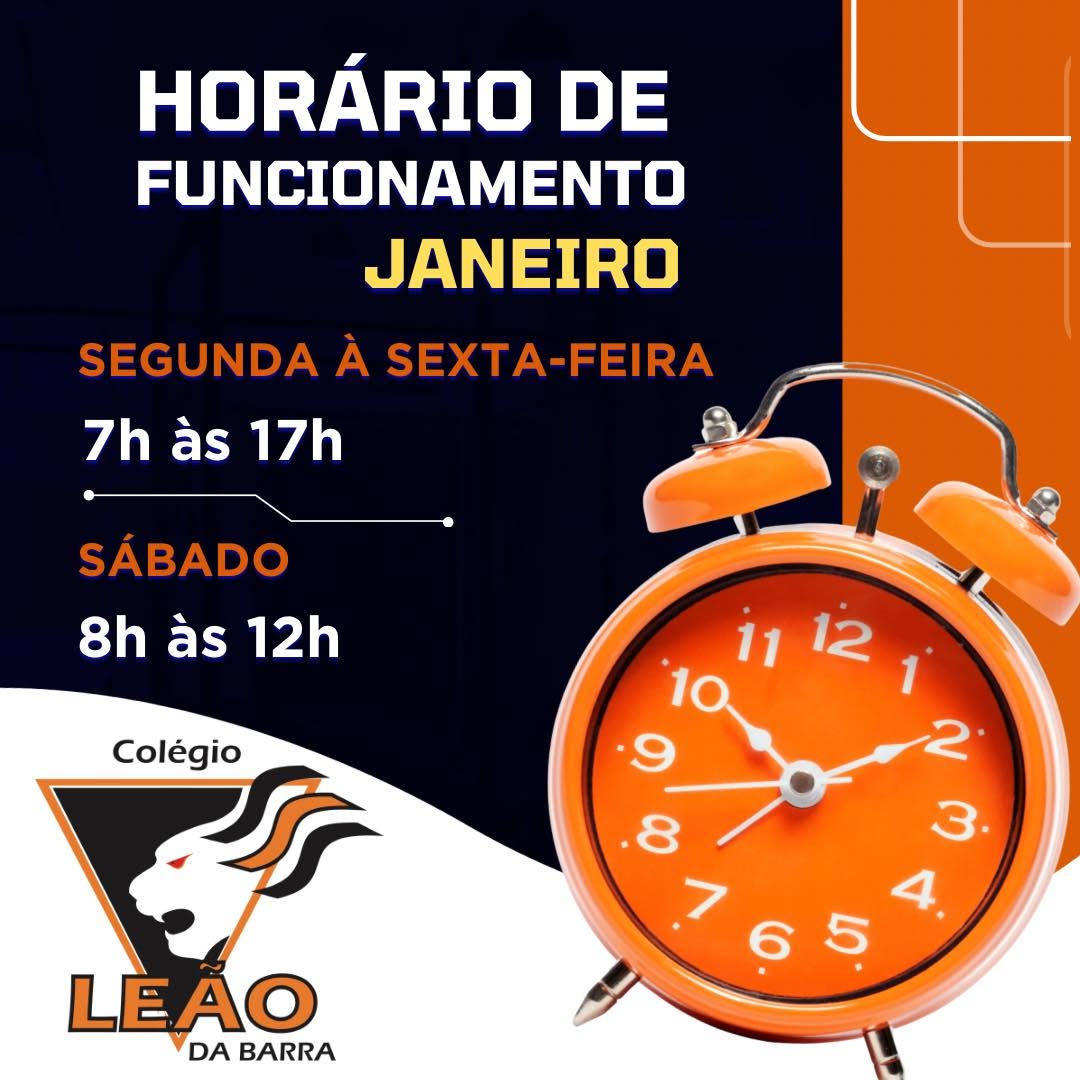 Horário de Funcionamento - JANEIRO
